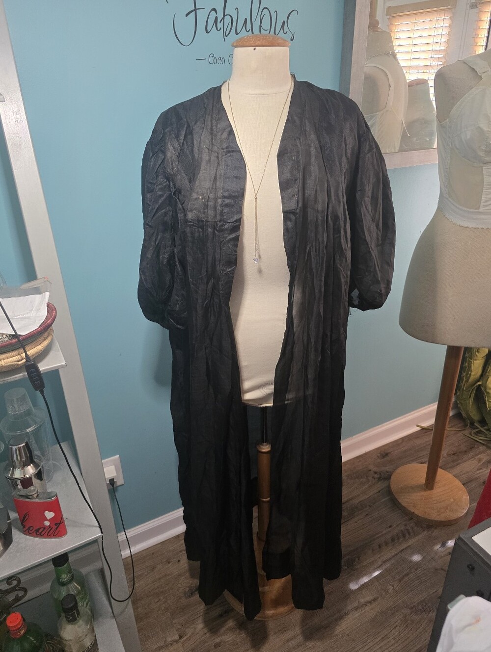 Authentic Victorian Silk Peignoir Kimono Duster - Glam Gothic Aesthetics